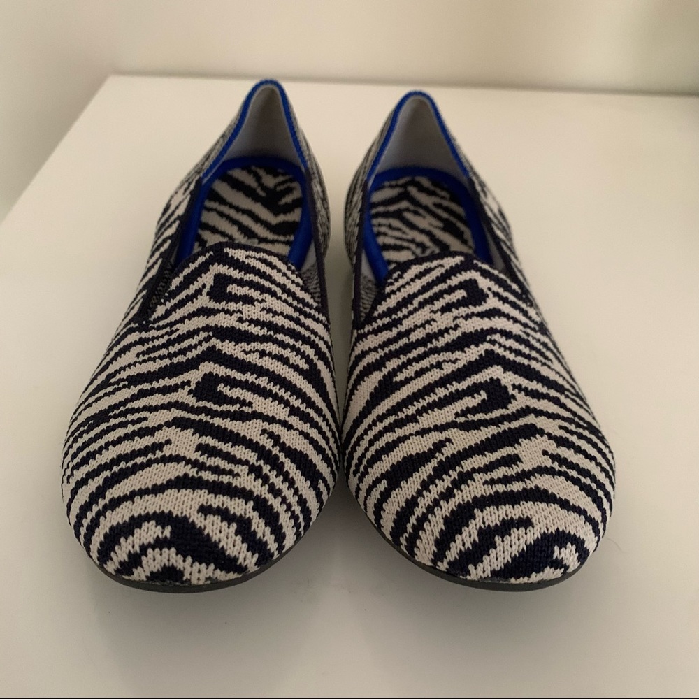 Rothys Retired Navy Cream Zebra Loafers Flats 5 - Picture 2 of 4